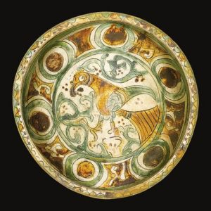 A Rare Aghkand Sgraffiato pottery bowl Persia 12th 13th century